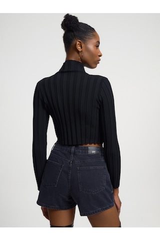 Slim Fit Kadın Kazak Siyah