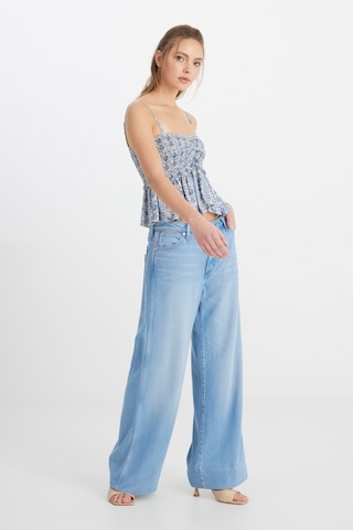 Wrangler Regular Fit Normal Kesim Kalp Yaka Mavi Bluz W241605400 Mavi