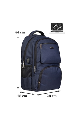 Case Club 13,3-14 İnç Lacivert Laptop Sırt Çantası Su Geçirmez Kumaş Darbe Emici Koruma