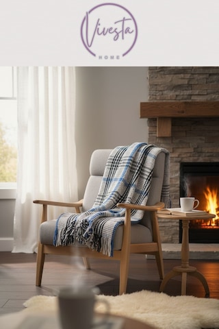 Yumuşacık Scotch Battaniye 150 200 Cm Sıcak, Şık Ve Konforlu Tasarım Mavi - Siyah