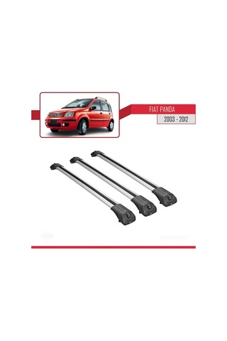 Fiat Panda 2003-2012 Arası İle Uyumlu Ace-1 Ara Atkı Tavan Barı Gri 3 Adet Bar