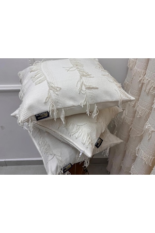 Nivemeshome Arven Ekru 45x45 Dolgulu Kırlent Kılıfı Ekru