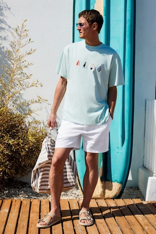 Grimelange BOLICHE Erkek Bisiklet Yaka %100 Organik Pamuklu Oversize Fit Açık Yeşil T-Shirt