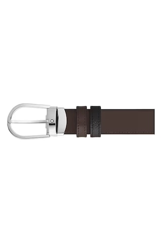 Montblanc Grain Deri At Nalı Tokalı 30 Mm Çift Taraflı Kemer 2221 Siyah