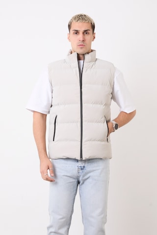 Blayn Jeans Erkek Gri Şişme Yelek Hafif, Dik Yaka, Günlük Kullanım Ekru