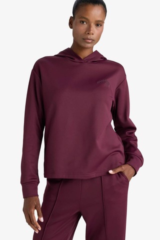 Defacto Defactofit Standart Fit Kapüşonlu Baskılı Sporcu Sweatshirt F1690ax25wnbr171 Bordo