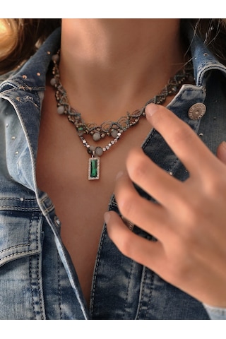 Makrome Bohem İp Örme Renkli El Yapımı Bağlamalı Kolye Çok REnkli