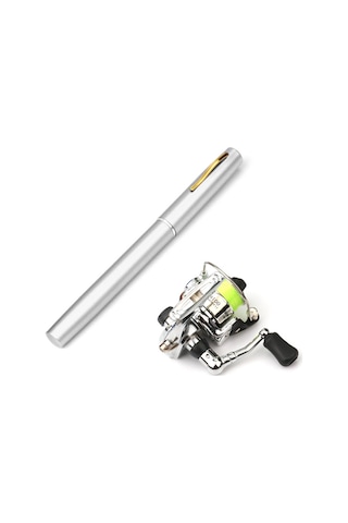 Folinda 1.4m Gümüş Minik Portatif Kalem Tipi Olta Kamışı Ve Makine Seti - Cam Çelik Fiber, 4.3:1 Dişli Oranı, Hafif Ve Dayanıklı, Tuzlu Ve Tatlı Su İçin