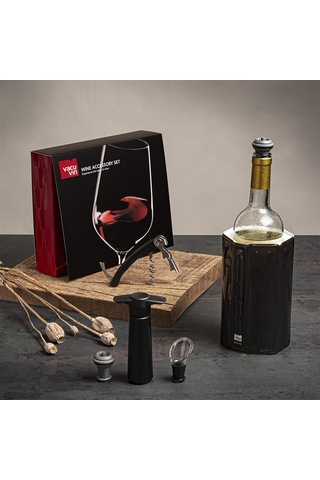 Vacu Vin Şarap Seti - Siyah