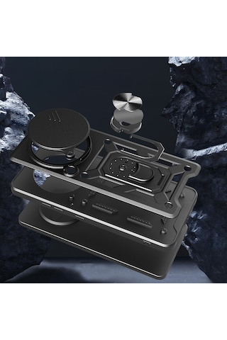 Adige Xiaomi Redmi Note 14 Pro 4g Uyumlu Kılıf Pars Yüzüklü Sürgülü Kamera Korumalı Siyah