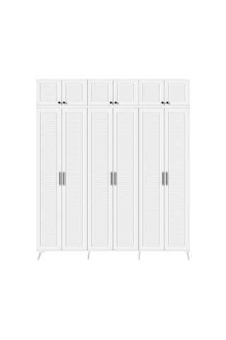 Paris 6 Kapaklı Yüklüklü Komple Mdf Beyaz Gardıro