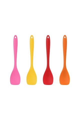 1 Adet Silikon Düz Başlı Spatula Entegre Hepsi Dahil Salata Kaşığı Yapışmaz Tencere Spatulası Silikon Mutfak Gereçleri Kırmızı