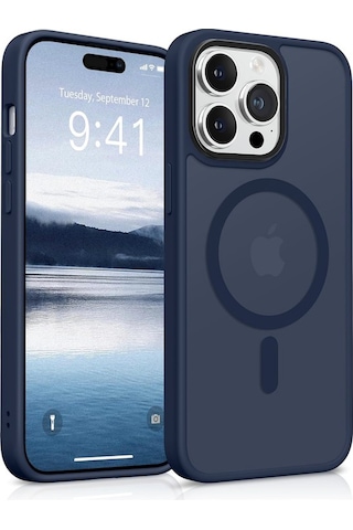 Bix Apple Uyumlu iPhone 12 / 12 Pro Magsafe Kılıf Tam Koruma Manyetik Darbe Emici Gece Mavisi
