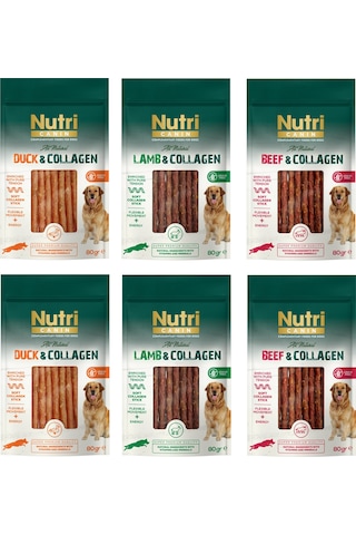 Nutri Canin 3 Çeşit Karma Kolajenli Tahılsız Köpek Et Ödülü 80 G X 6 Adet Nutri Canin 3 Çeşit Karma Kolajenli Tahılsız Köpek Et Ödülü 80 G X 6 Adet