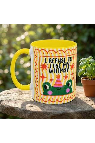 I Refuse The Lose My Whimsy Özel Tasarım Sevimli Kurbağa Renkli Porselen Kupa Çok Renkli