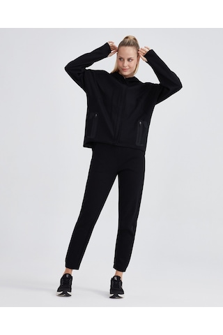 Skechers W 2Xı-Lock Full Zip Hoodie Sweatshirt Kadın Siyah Fermuarlı Eşofman Üstü S232209-001