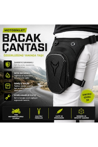 Motosiklet Bacak Çantası Su Geçirmez Suya Dayanıklı Telefon Cüzdan Anahtar Çantası Ayarlanabilir Bel Bacak Çantası Gri - Siyah