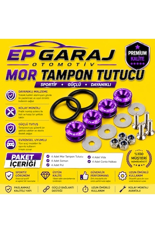 Üniversal Bütün Araçlara Uyumlu Sarı Zeminli Mor Tampon Tutucu Sportif Ve Güçlü Tasarım 0000