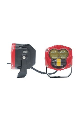Offroad Sis Lambası Sarı-beyaz Set Kırmızı Çerçeve 7.3 X 6.8 X 6.8 Cm 12-30v / Lass369-1