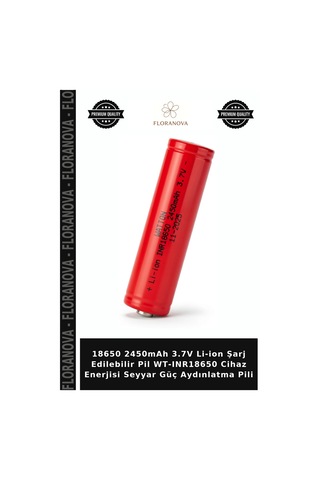 18650 2450mah 3.7v Li-ion Şarj Edilebilir Pil Wt-ınr18650 Cihaz Enerjisi Seyyar Güç Aydınlatma Pili