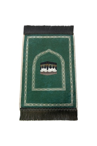 Mini Alın Seccadesi Kaymaz Taban Desenli Cep Tipi Seyahat Namaz Seccadesi - Zümrüt Yeşili Yeşil