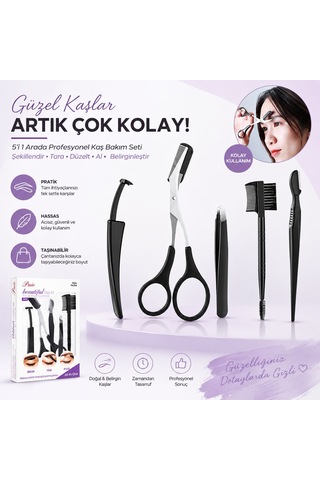 Kaş & Kirpik Bakım Ve Şekillendirme Seti - 5 Parça Profesyonel Güzellik Kiti 0