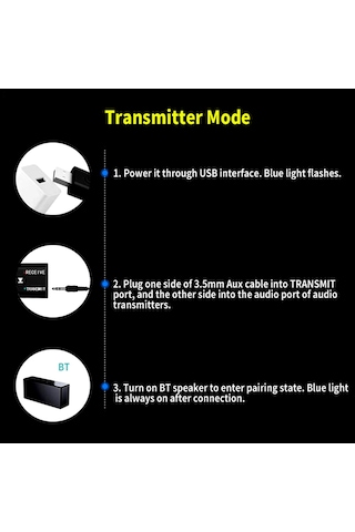 Springsun Siyah Bt 5.0 Alıcı-verici Usb Ses Adaptörü: Tv, Bilgisayar Ve Telefon İçin Kablosuz Bağlantı, 8m Mesafe, Plug & Play