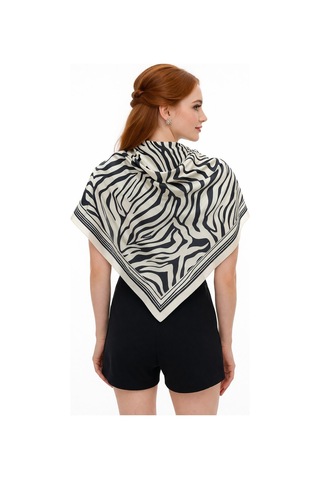 Tarzını Seç Beyaz Zebra Fular / Bandana / Aksesuar / Eşarp 90x90 Cm