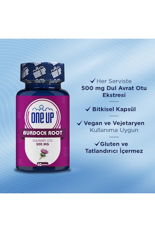 One Up Burdock Root Dulavrat Otu 500 MG 60 Kapsül
