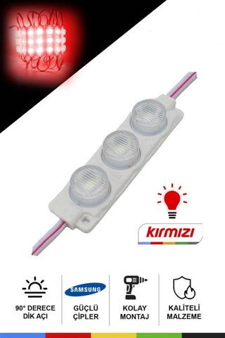 Dc 12v 3w Kırmızı Modül Parmak Led Su Geçirmez Tabela Aydınlatma Dekoratif Led Modül 1 Adet