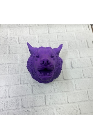 Dekoratif Mor Kurt Duvar Heykeli Asılabilir Hediyelik 25x19 Cm