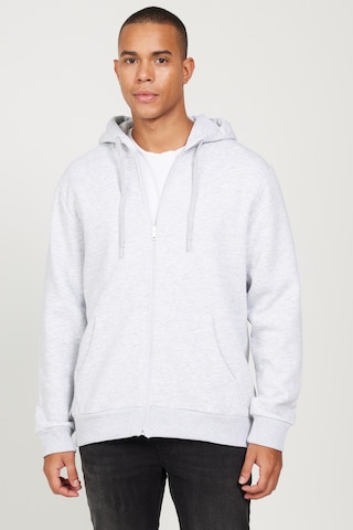 AC&Co / Altınyıldız Classics Erkek Kar Melanj Standart Fit Normal Kesim Kapüşonlu Fermuarlı Sweatshirt Kar Beyaz
