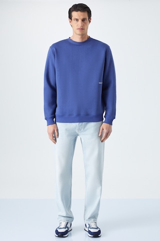 Grimelange Dane Erkek Organik Kumaşlı Yumuşacık Koyu Mavi Sweatshirt Koyu Mavi