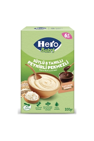Hero Baby Sütlü 8 Tahıllı Peynirli Pekmezli 200g X3