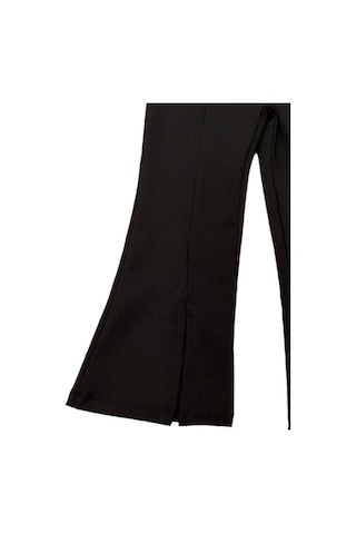 Zekids Kız Çocuk Fitilli İspanyol Paça Tayt-14206 SiYAH