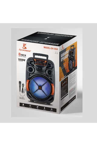 Sounddrive Ch-868 8'' 20w Bluetooth Karaoke Taşınabilir Hoparlör Mikrofonlu, Rgb Işıklı, Fm/usb/sd