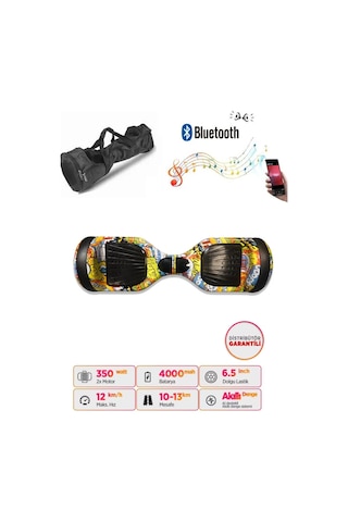 Citymate Hoverboard 6.5 inch Elektrikli Kaykay Scooter Full Ledli Bluetooth Hoparlörlü Çanta Hediye D08