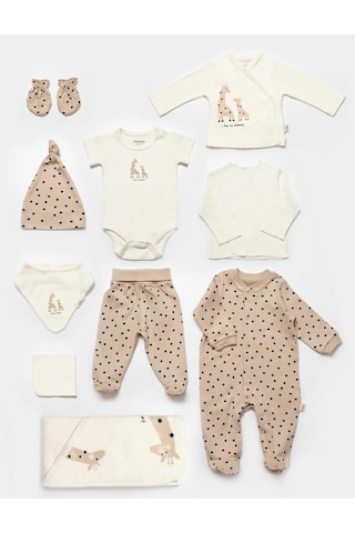 BabyCosy Bebek 10 Parça Set, %100 Organik Pamuk, Bebek Ve Yenidoğan Serisi, Hastane Çıkışı Seti - Csy5112 Renkli