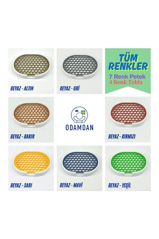 Odamdan Modern Çift Renkli Beyaz-gri Katı Sabunluk - Su Tahliyeli Ve Izgaralı Tasarım 9x12 Cm Beyaz - Yeşil