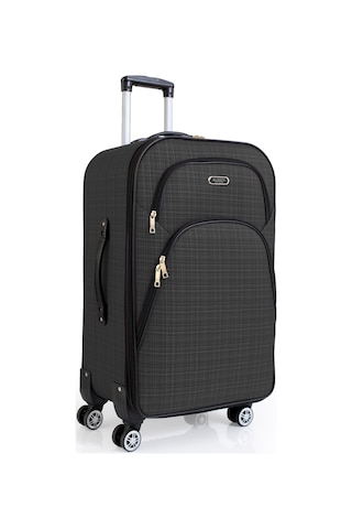 Oleets 8 Tekerli Su Geçirmez Ultra Kalite Kumaş Orta Boy Valiz Koyu Gri