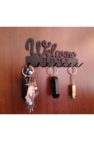 Lazer Anahtar Askısı Welcome Mat Siyah Mat Siyah