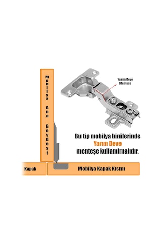 Badem10 Samet Star Dolap Kapak Menteşesi Yarım Deve Tas Mentese (1 Çift)