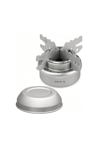 Reedark Lixada Titan Alkollü Ocak + Ayak + Sönümleme Kapağı - Ultra Hafif, Taşınabilir, Kamp Ve Piknik İçin Gümüş