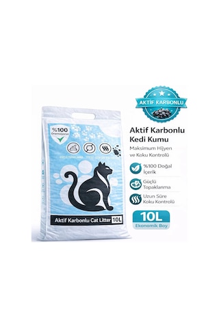 Cat Litter Aktif Karbon Kedi Kumu 10 Lt Tozsuz Aktif Karbonlu Topaklanan Kedi Kumu Net 8,40kg