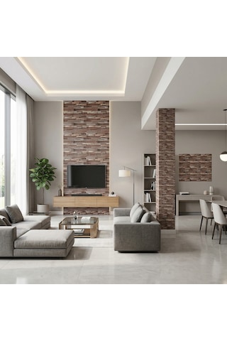 Brano 70x77 Cm Kendinden Yapışkanlı Kabartmalı, Açık Kahve Kiremit Desenli Duvar Kaplama Z162-12