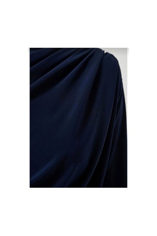 Unika Boutique Merrline Kadın Sandy Rahat Kumaş Drapeli Bluz Lacivert