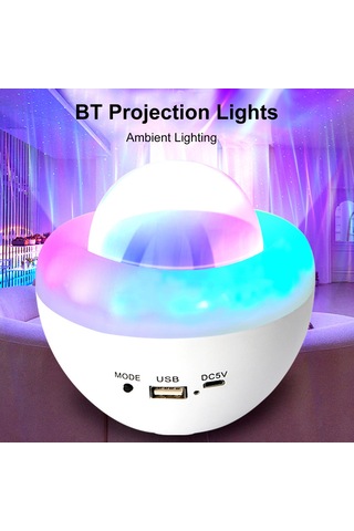 Suofeng Led Projeksiyon Müzik Işığı - Bluetooth Hoparlörlü, Ses Kontrollü, Şarj Edilebilir Odalar İçin Ambiyans Aydınlatması Beyaz