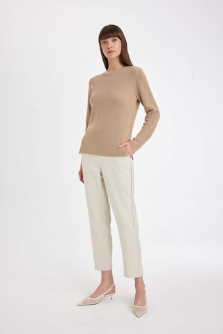 DeFacto Regular Fit Bisiklet Yaka Simli Kumaş Triko Kazak D0405AX24WNBG647 Bej