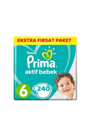 Prima Bebek Bezi Beden:6 (13-18Kg) Extra Large 240 Adet Ekstra Fı