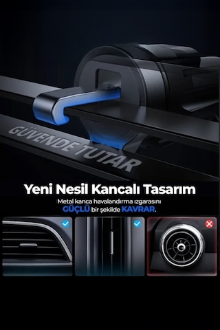 Araç İçi Magsafe İle Uyumlu Havalandırma Mıknatıslı Kancalı Telefon Tutucu 1 Adet